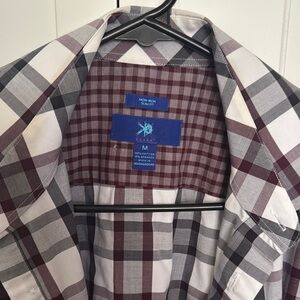 Egara Burgundy and Gray Plaid Dress Shirt